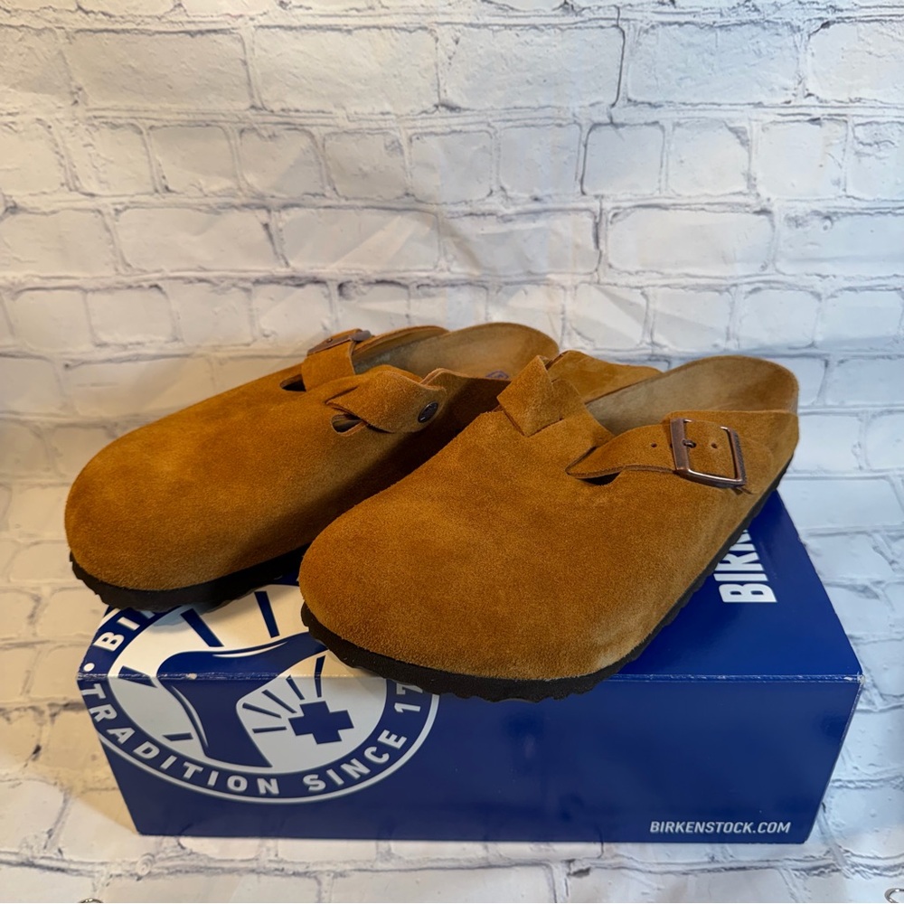 Birkenstock Tan Suede Slip-On Shoes
